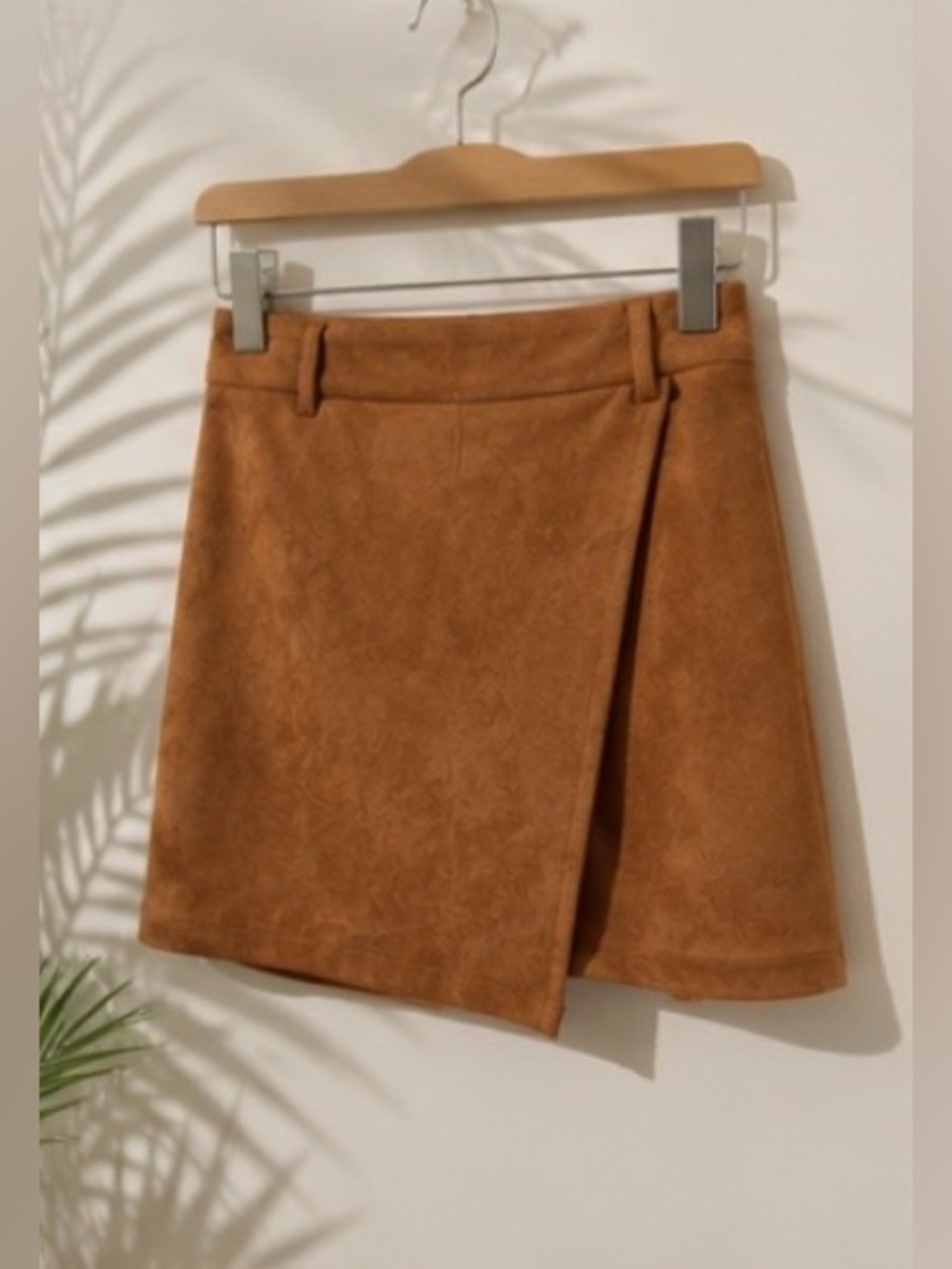 A Loves A XS Faux Suede Wrap Mini Skirt Camel Western Chic - Picture 3 of 8